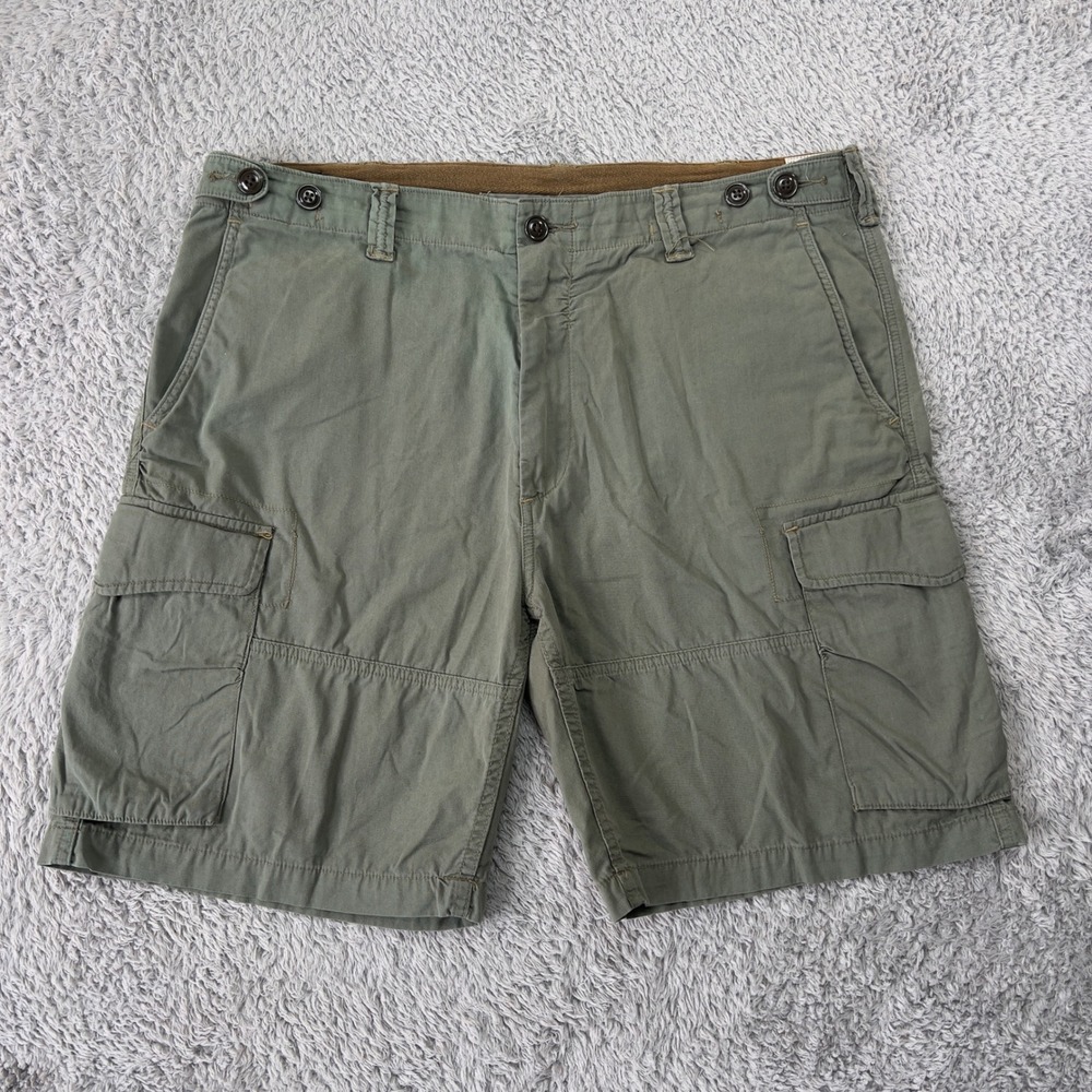 Vintage Polo Ralph Lauren Mens 36* Utility Canvas Cargo Shorts Olive Green Soft